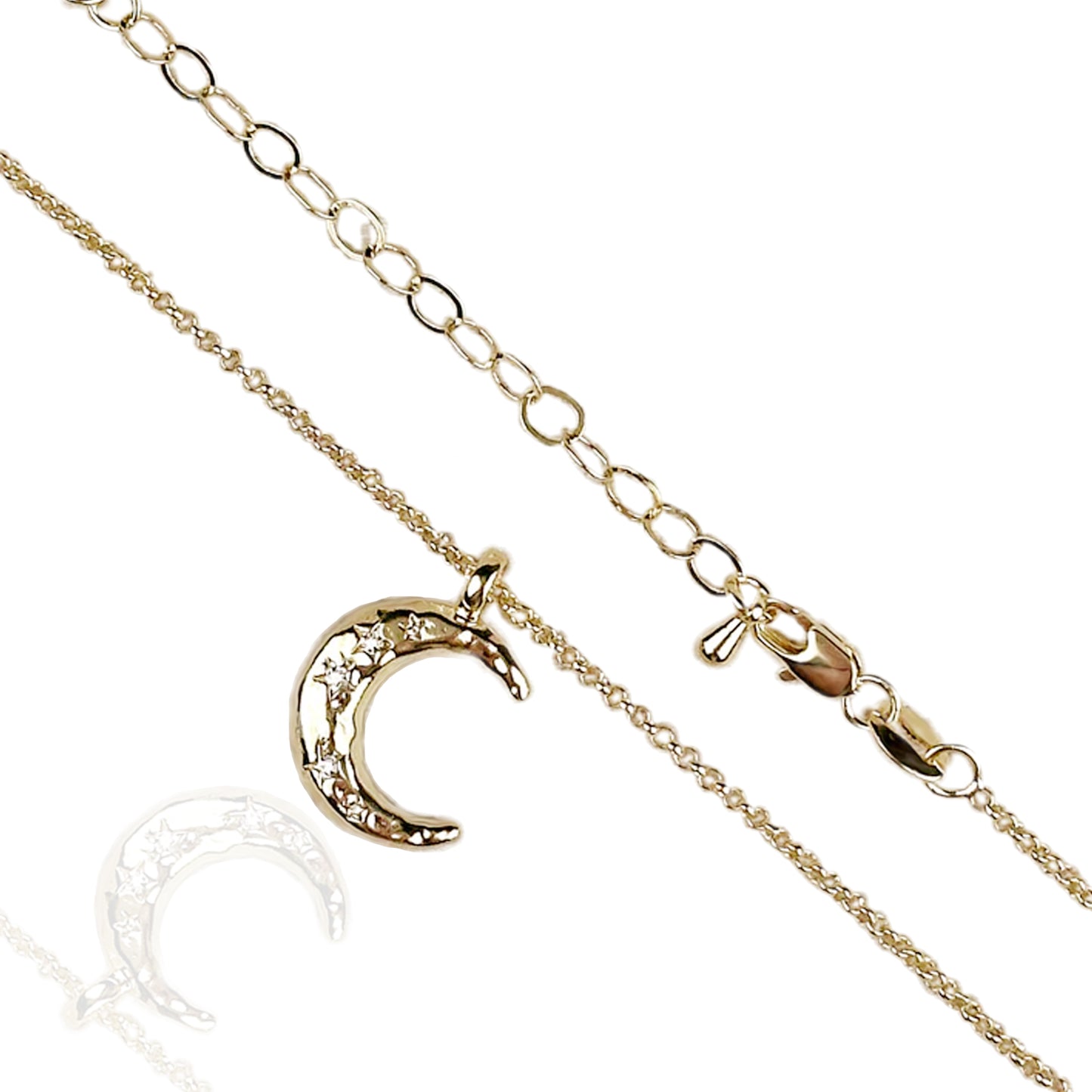 Crescent Moon Puffed Pendant Necklace