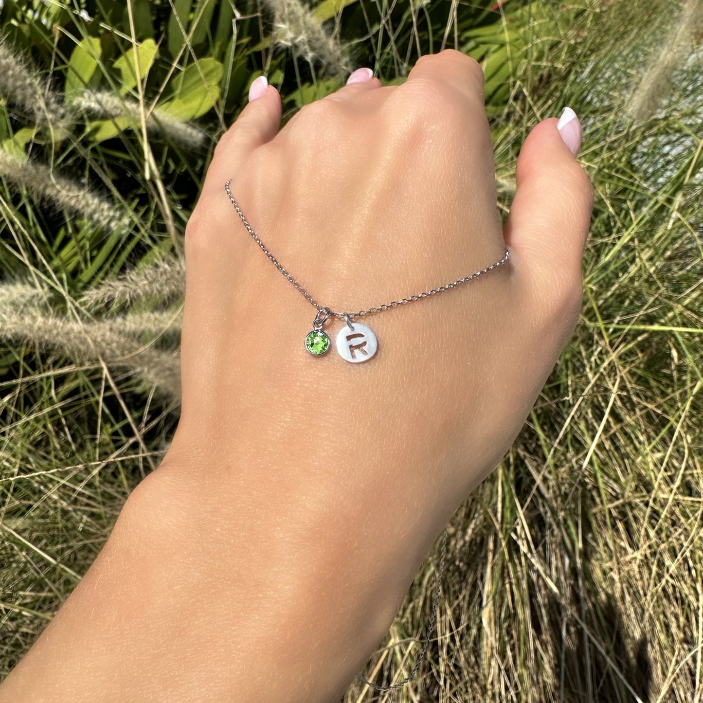 Solitaire Birthstone Initial Necklace