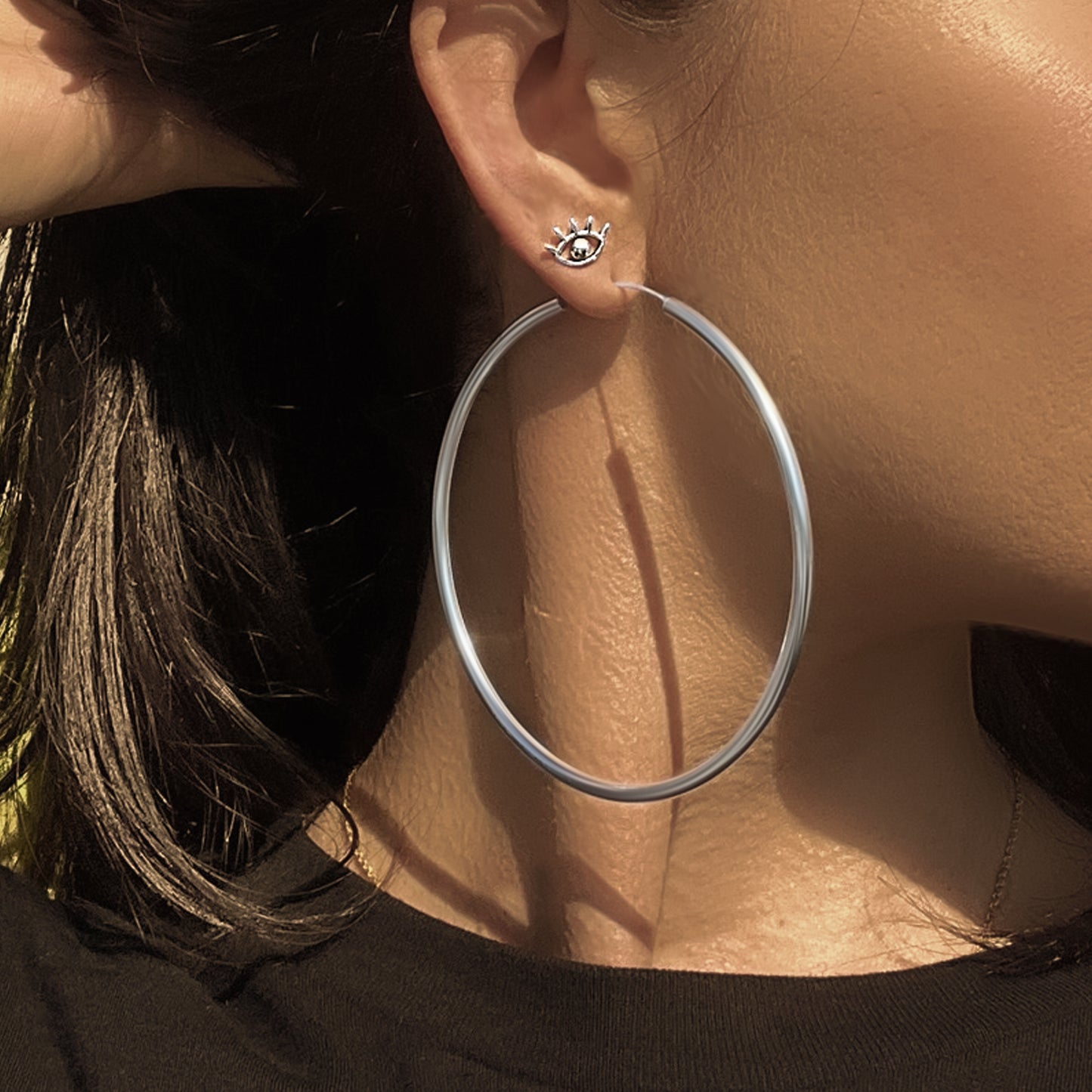 Continuous Hoop Earrings in Sterling Silver