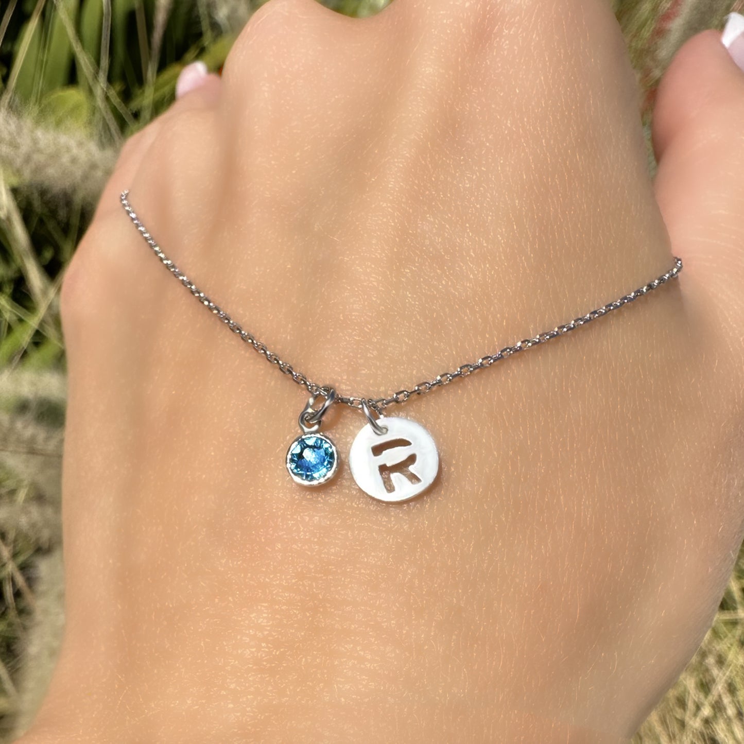 Solitaire Birthstone Initial Necklace