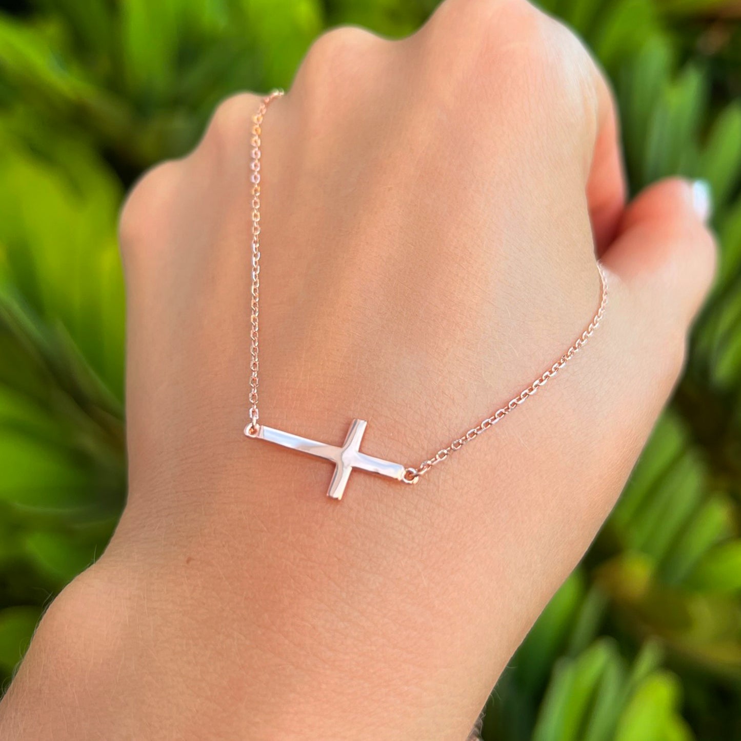 Sideways Cross Dainty Necklace