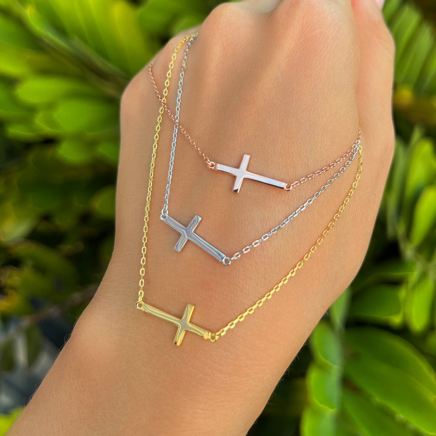 Sideways Cross Dainty Necklace