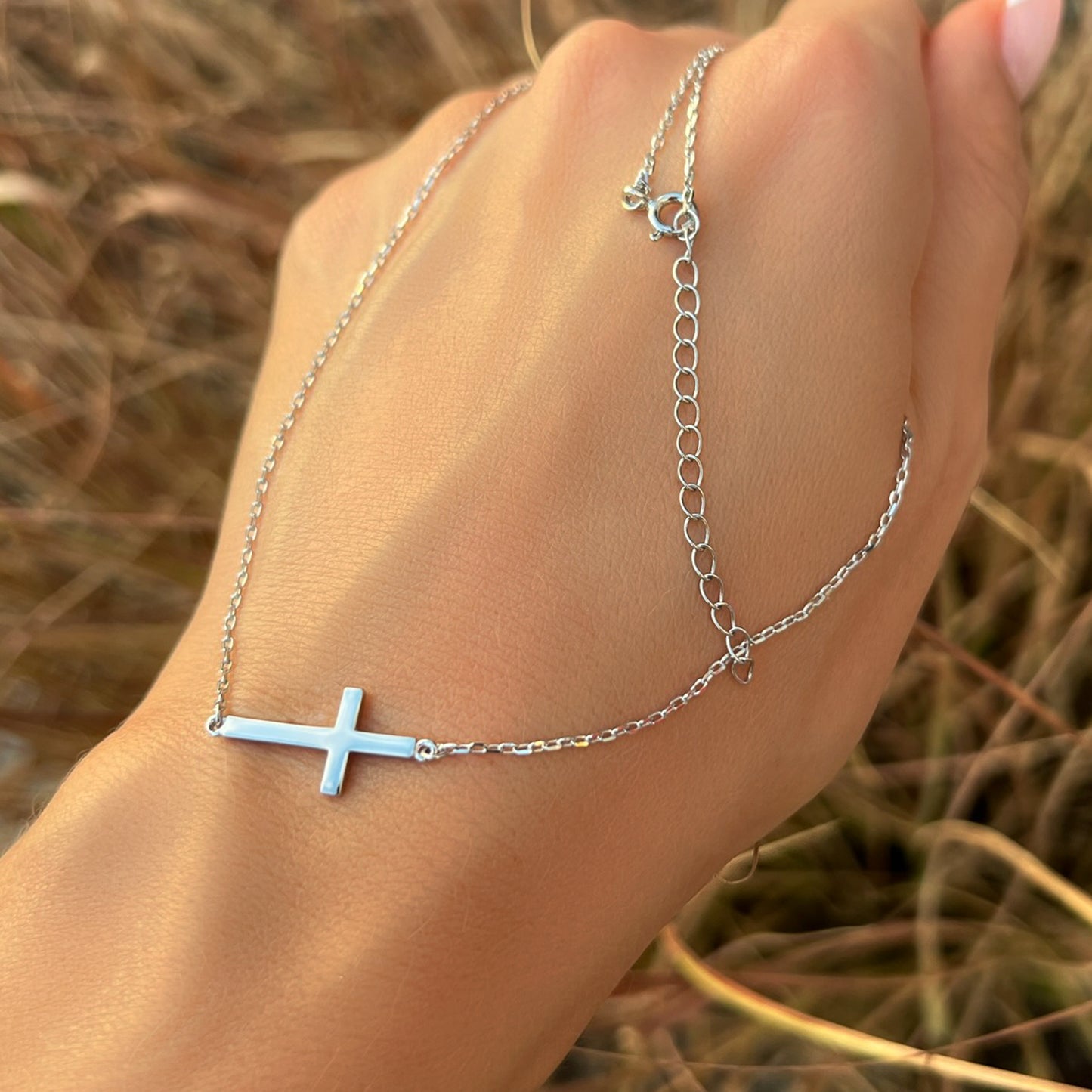 Sideways Cross Dainty Necklace