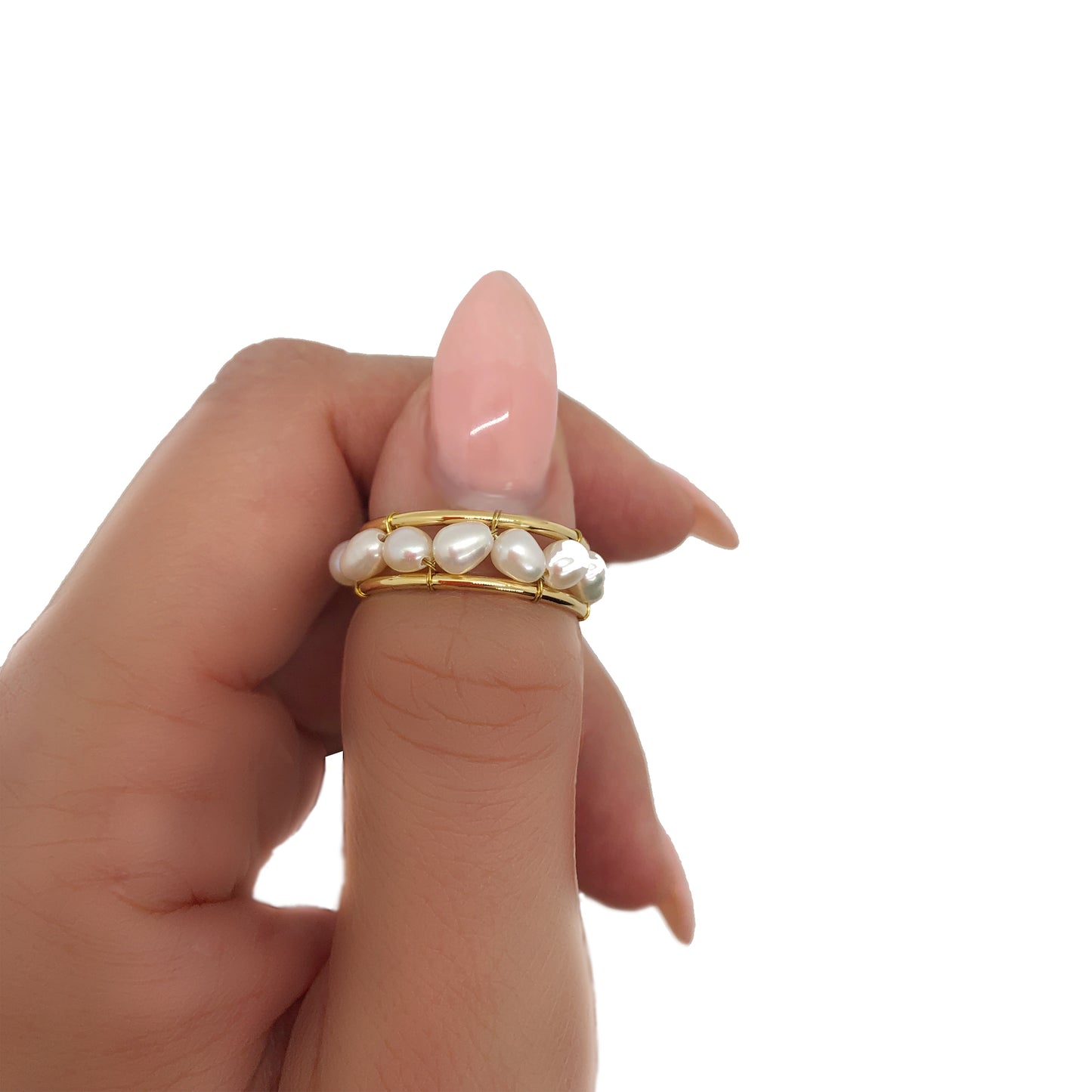 Fresh Water Pearls Open Band Ring