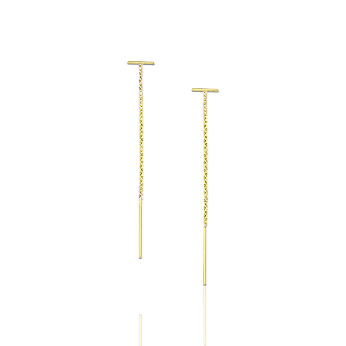 T-Bar Gold Chain Threader Earrings