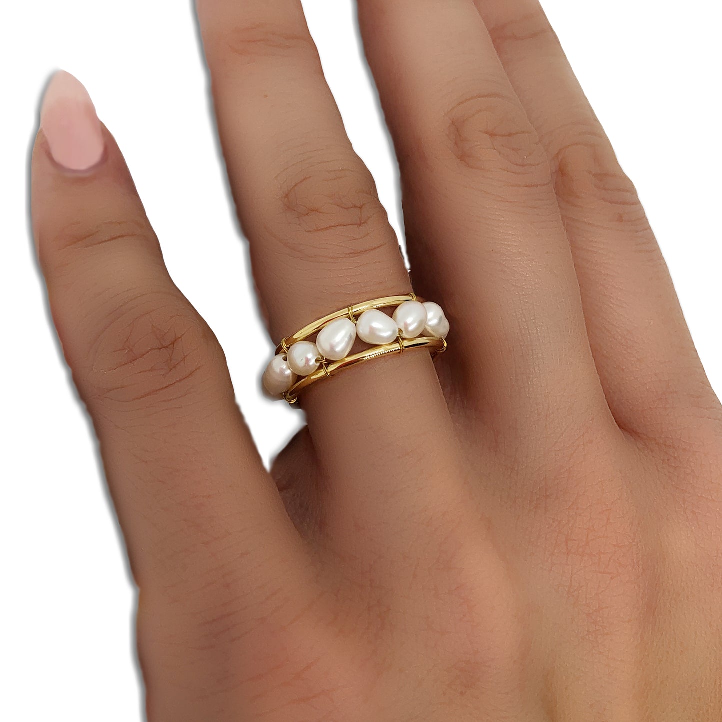 Fresh Water Pearls Open Band Ring