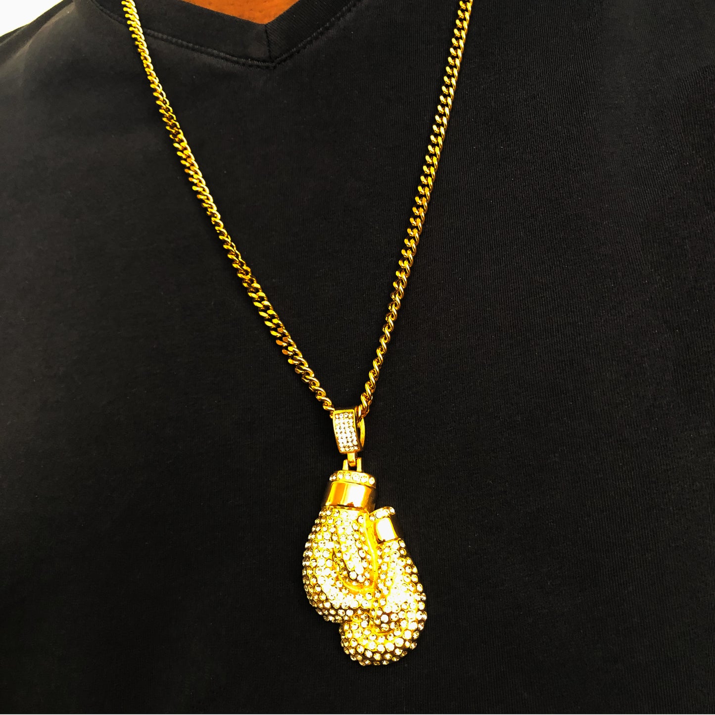 Iced Out Boxing Gloves Necklace for Men