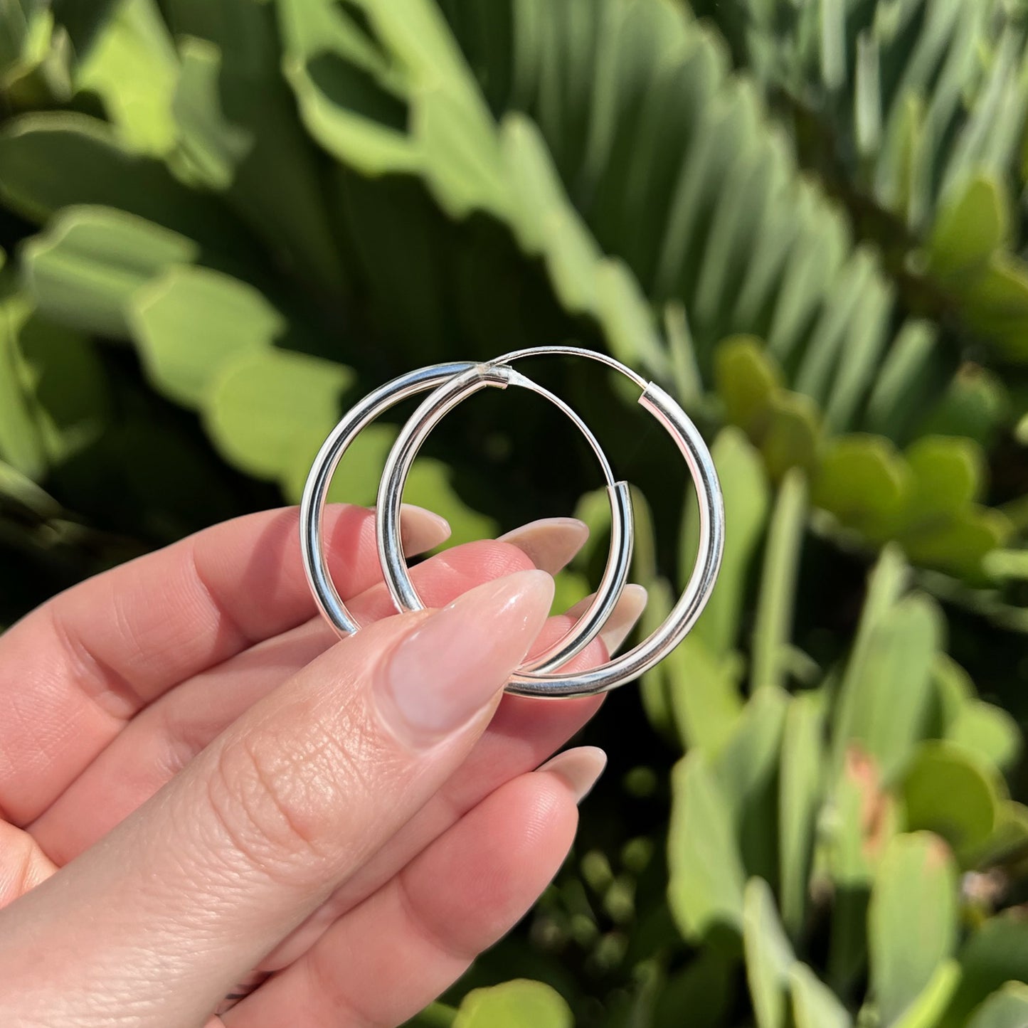 Continuous Hoop Earrings in Sterling Silver