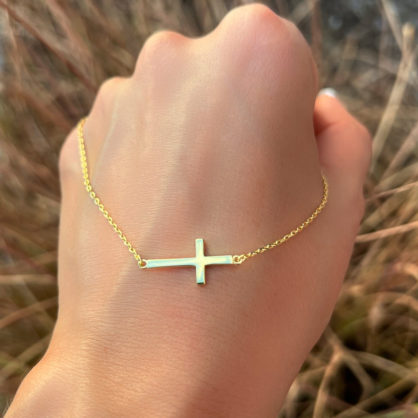 Sideways Cross Dainty Necklace