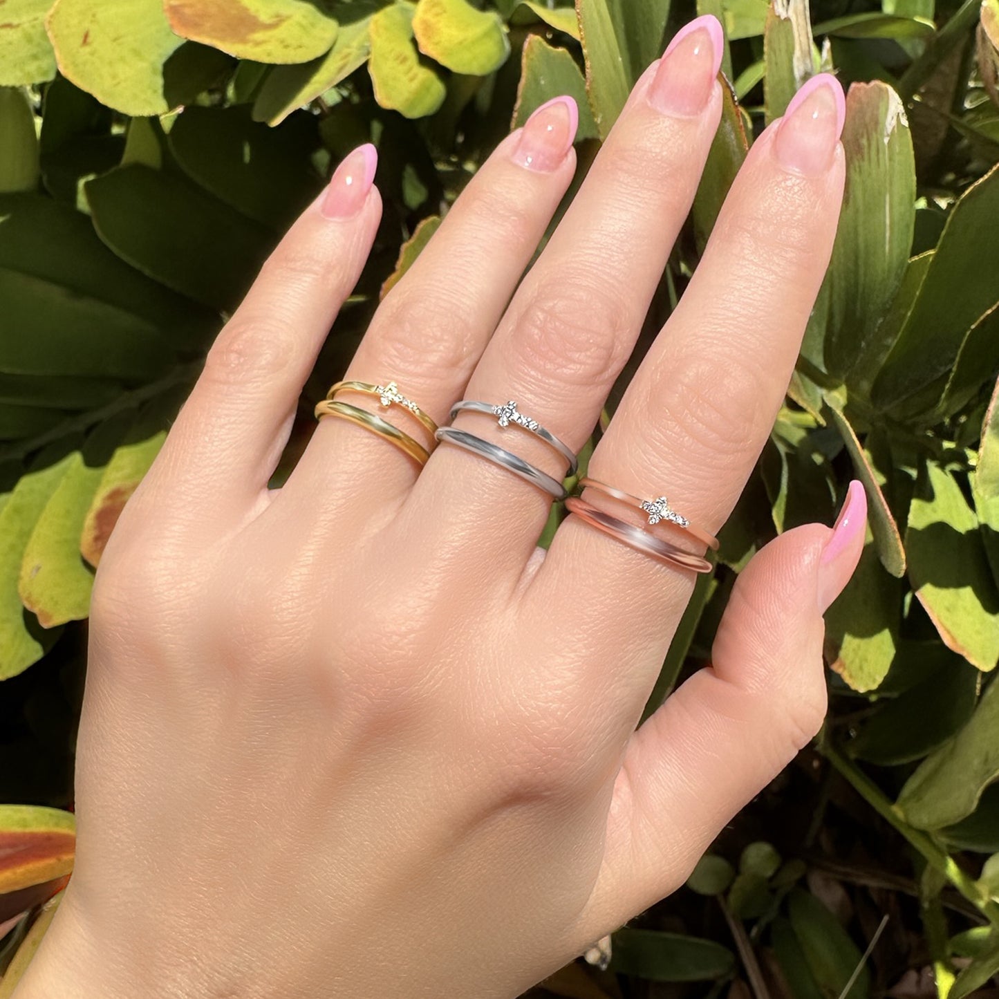 Sideways Cross Stacking Rings set