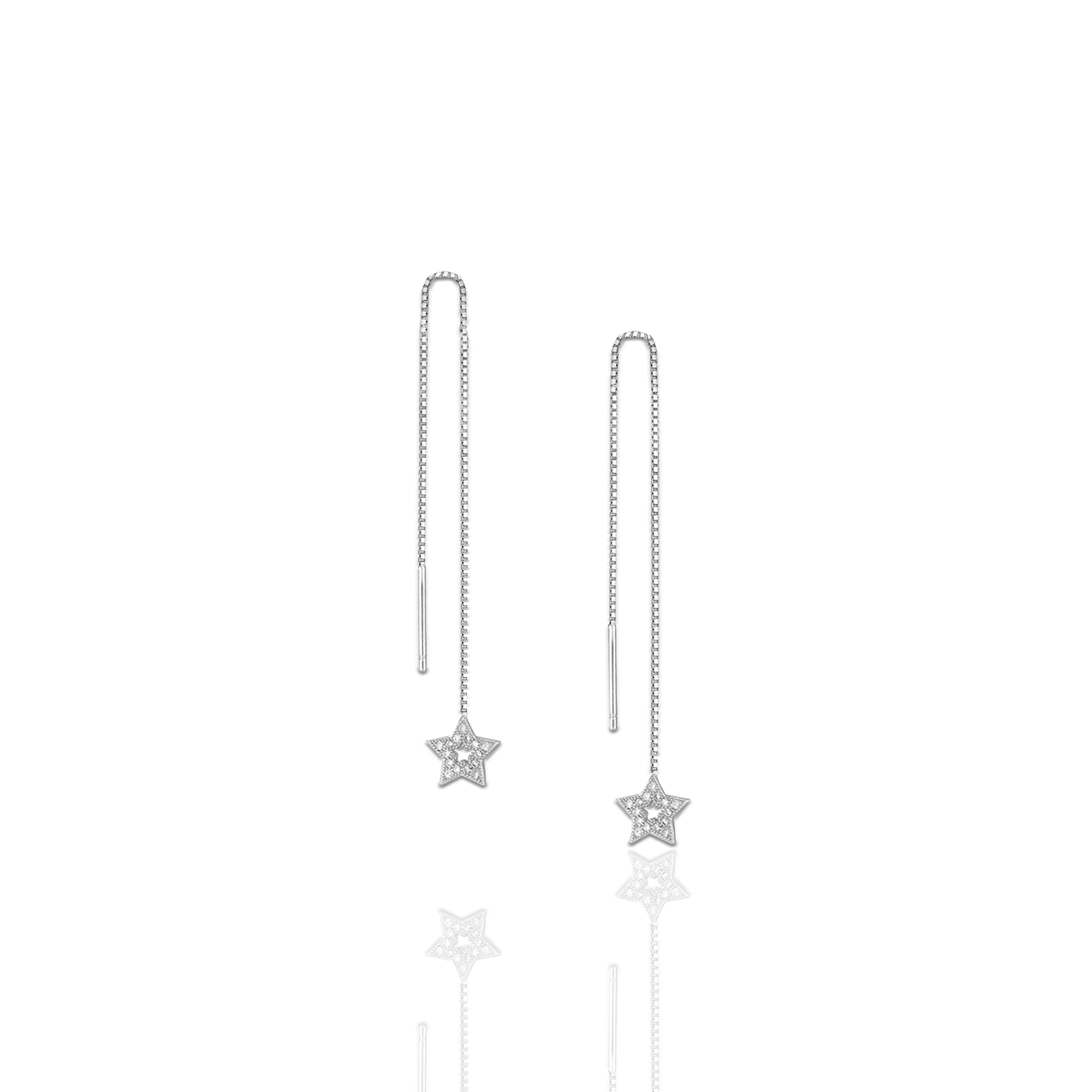 Illuminate your style with these celestial-inspired threader earrings, adorned with a dazzling star charm. The adjustable length offers versatile wear, making them perfect for stacking and layering with other pieces. Their lightweight and minimalist design ensures comfort, ideal for sleeping or everyday elegance. Handcrafted with high-quality 925 sterling silver.