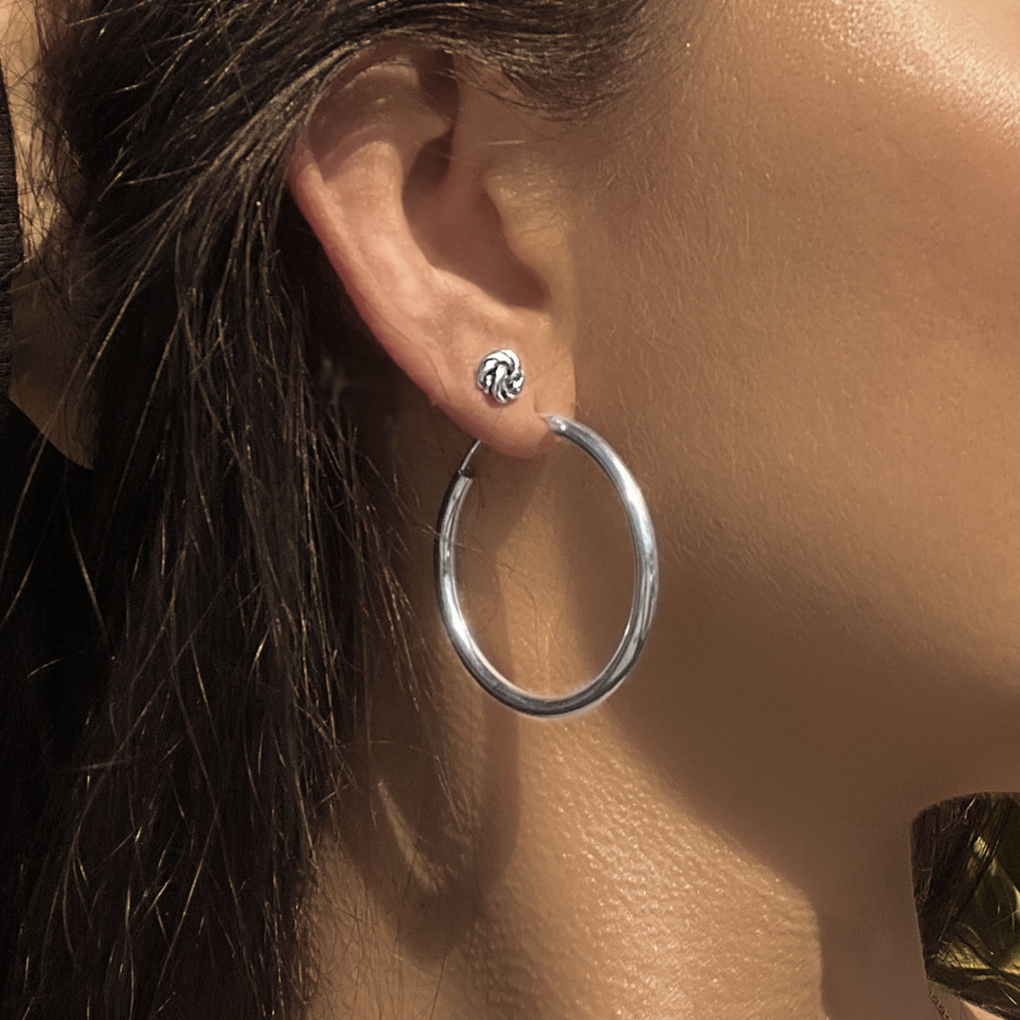 Continuous Hoop Earrings in Sterling Silver