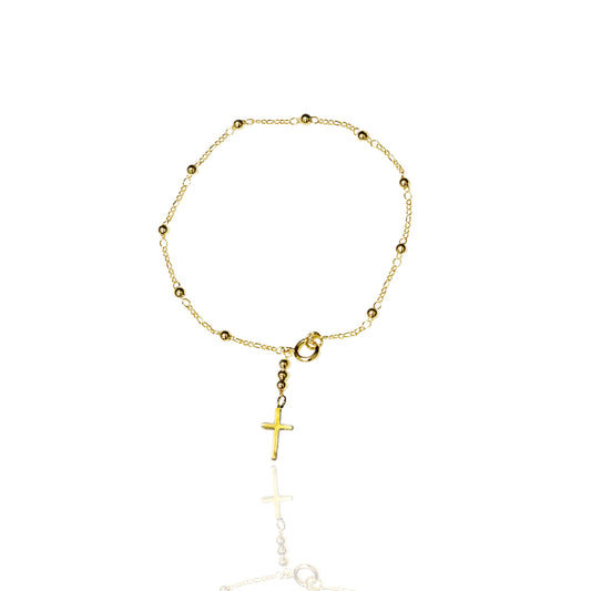 Timeless Beaded Bracelet with Dangle Cross Charm