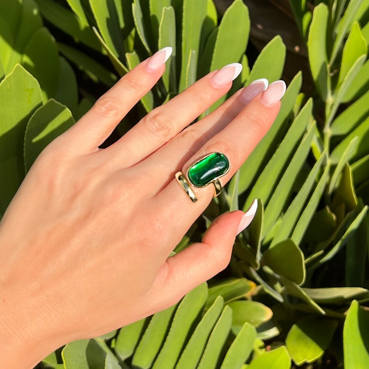 Cleopatra Statement Ring with Large Green Stone