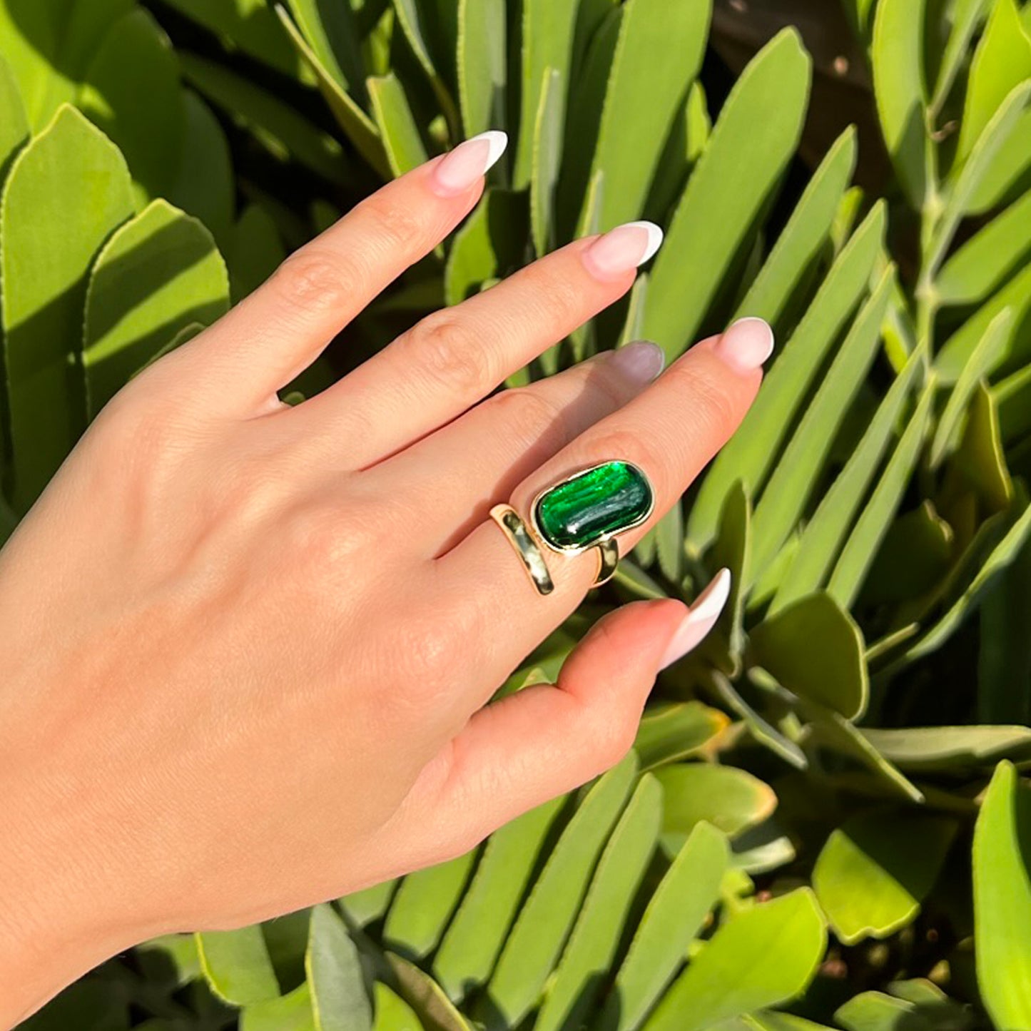 Cleopatra Statement Ring with Large Green Stone