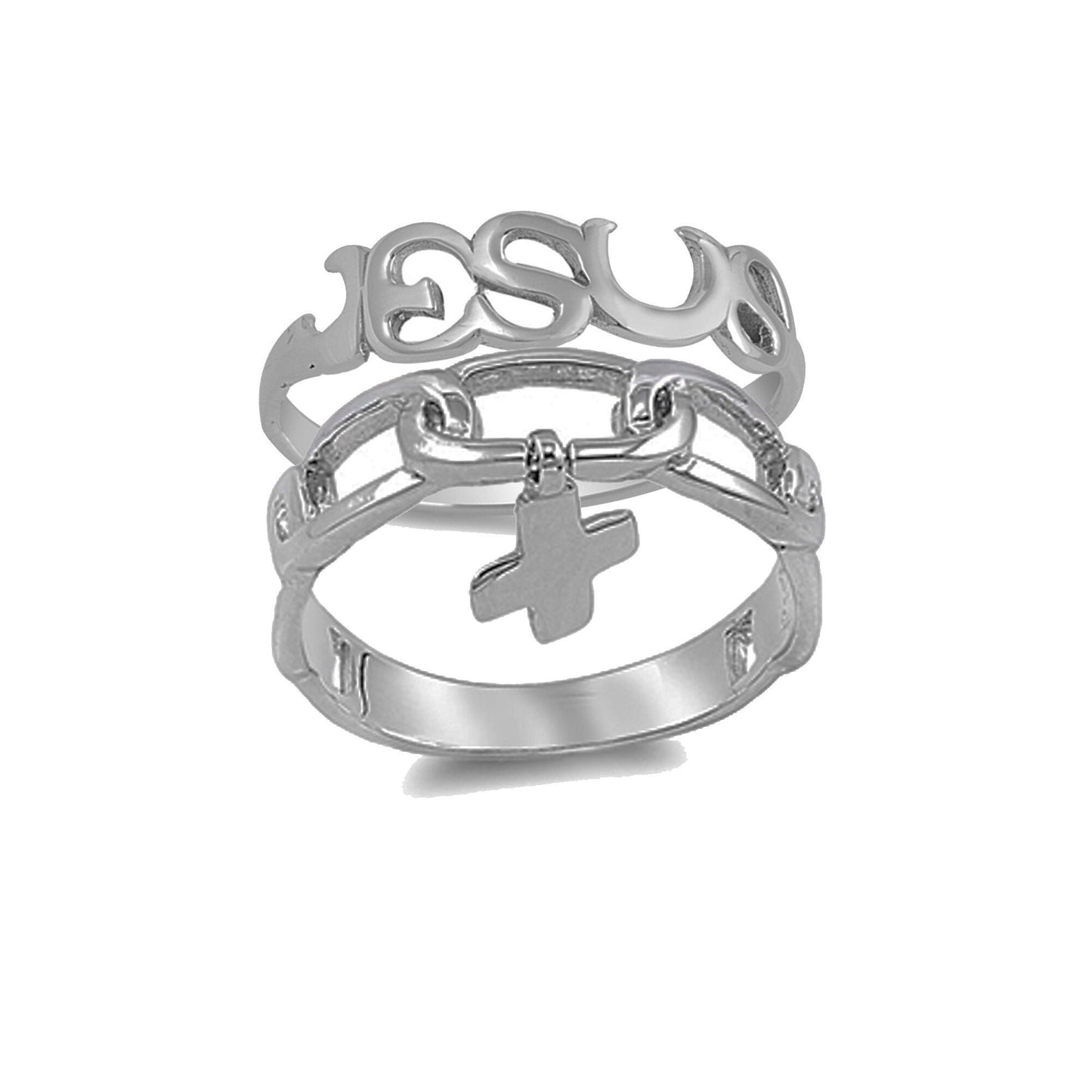 Religious Jesus and Cross Ring Set