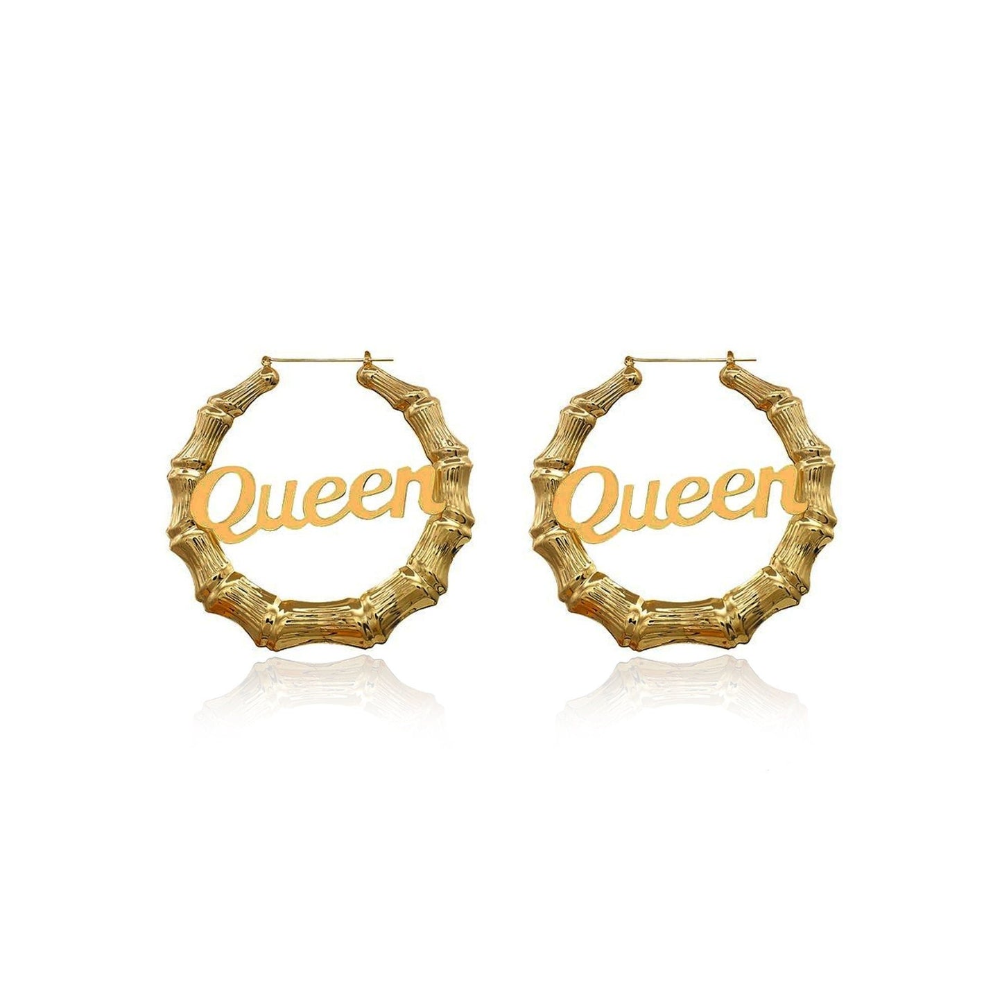 Large Bamboo Hoop Queen Earrings