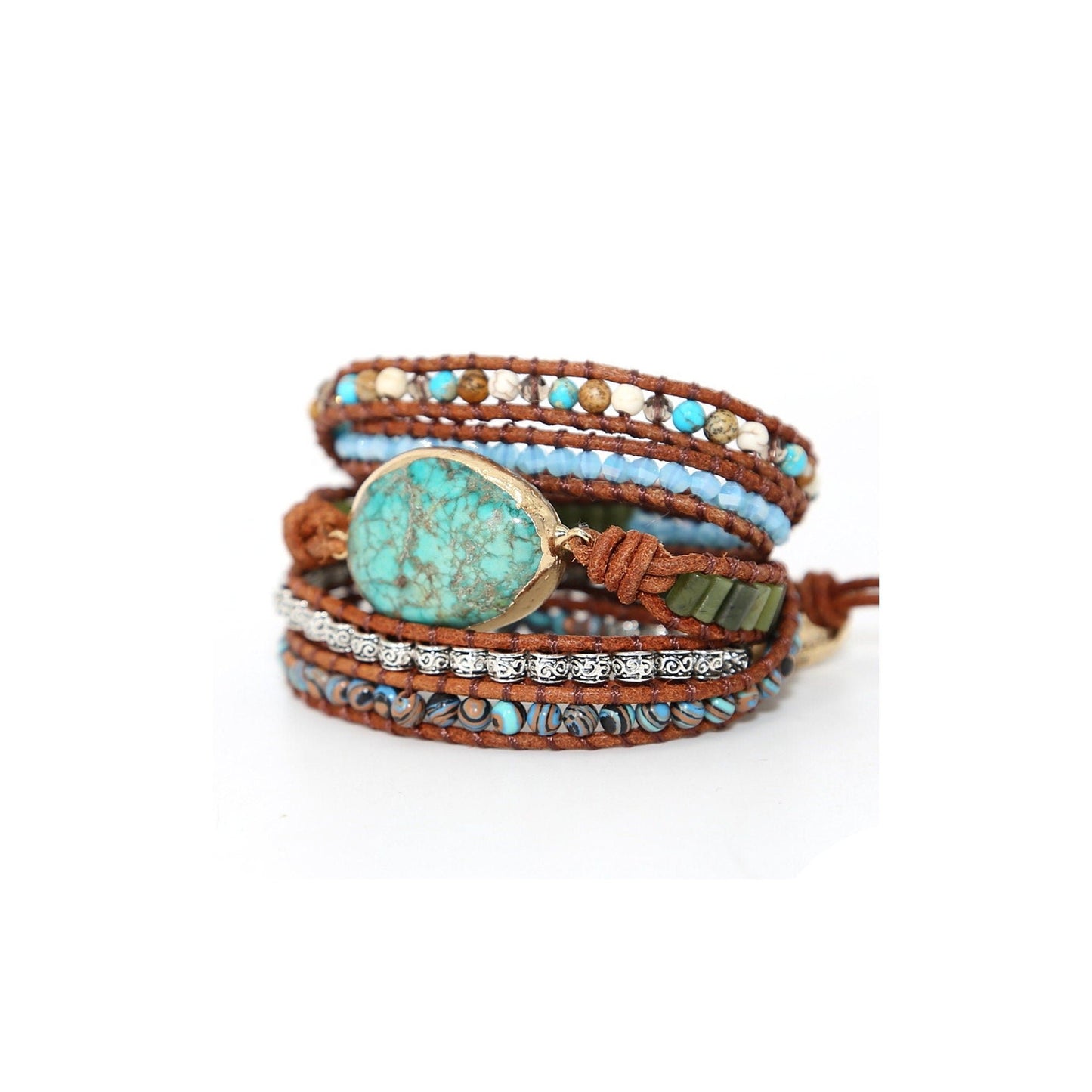 Turquoise Leather Wrap Bracelet