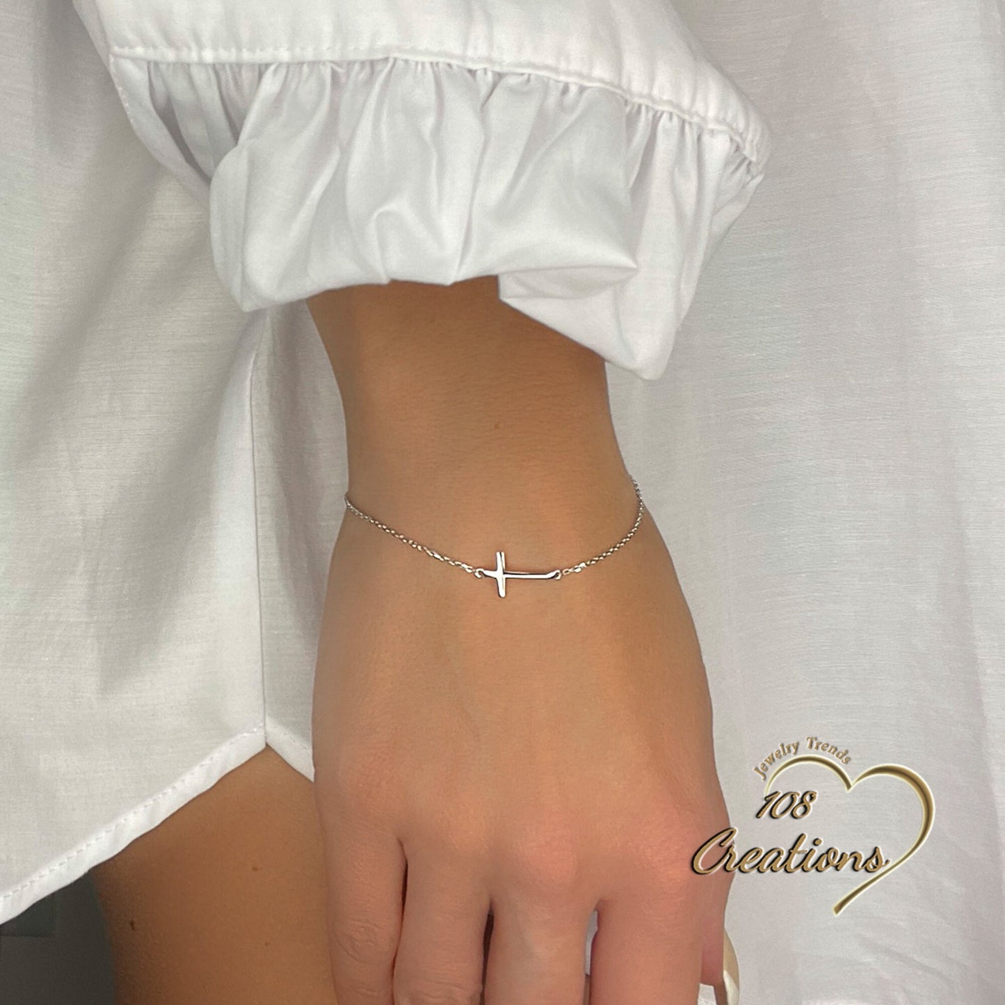 Sideways Cross Tiny Bracelet