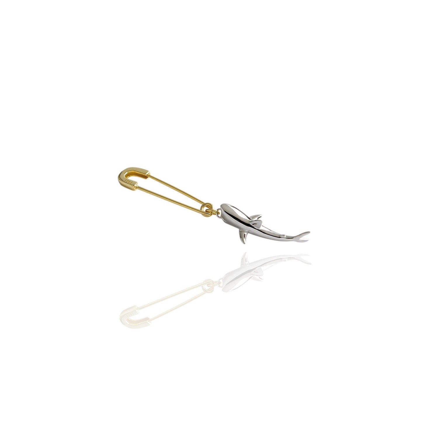 Safety Pin Dangle Shark Single Earring