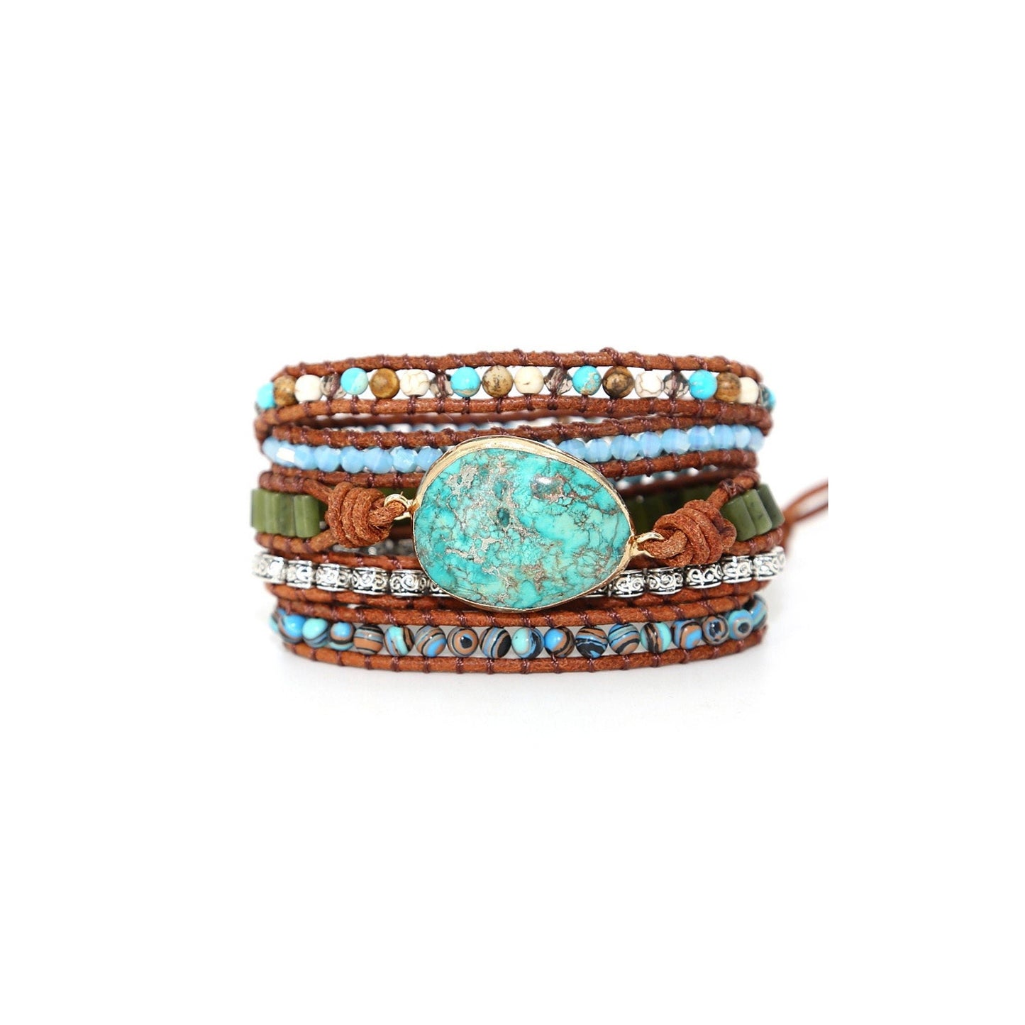 Turquoise Leather Wrap Bracelet