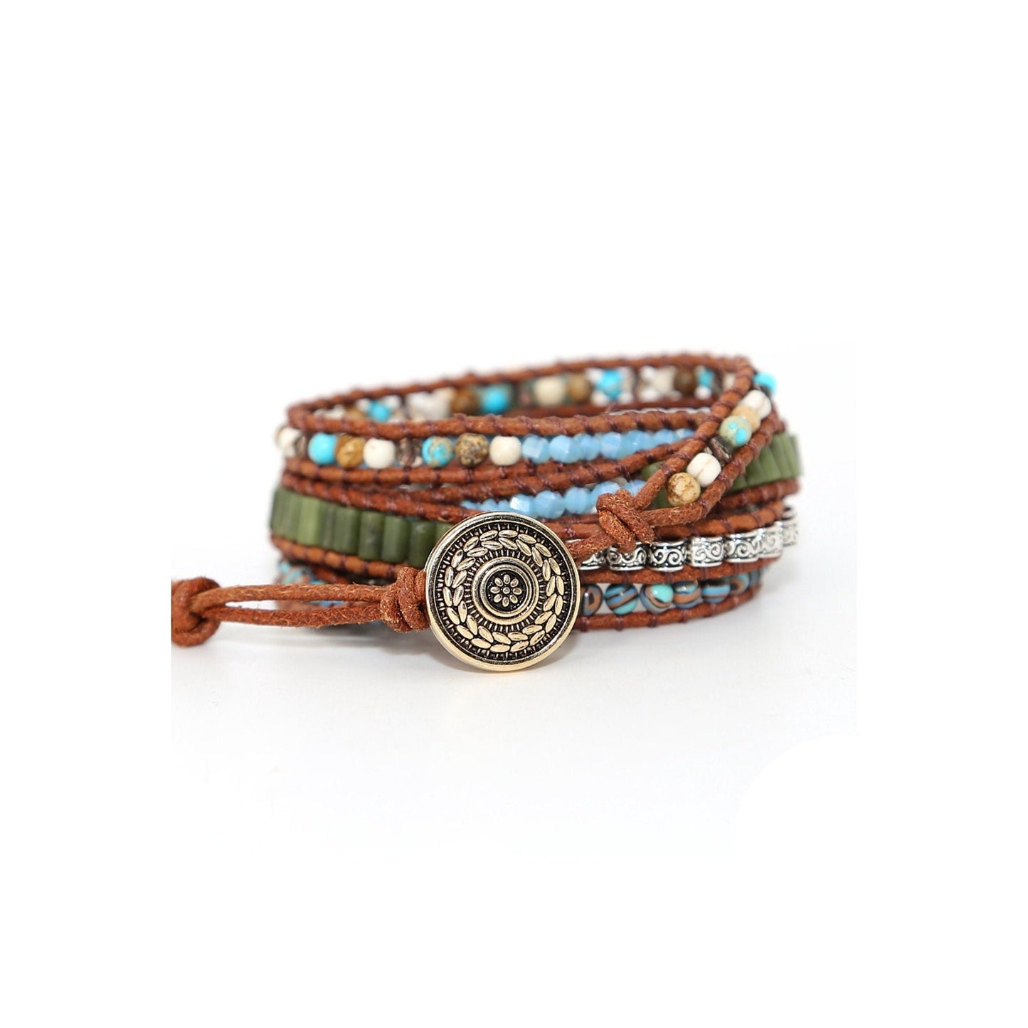 Turquoise Leather Wrap Bracelet