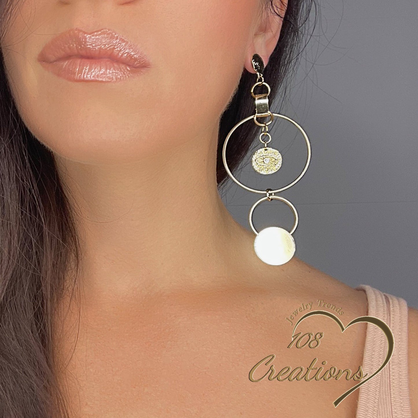 Large Asymmetric Hoop Earrings