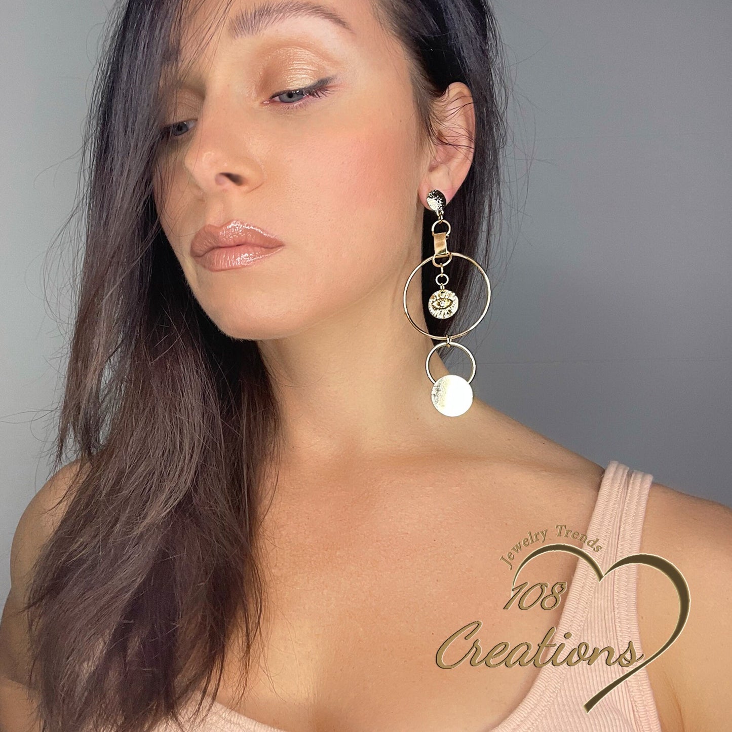 Large Asymmetric Hoop Earrings