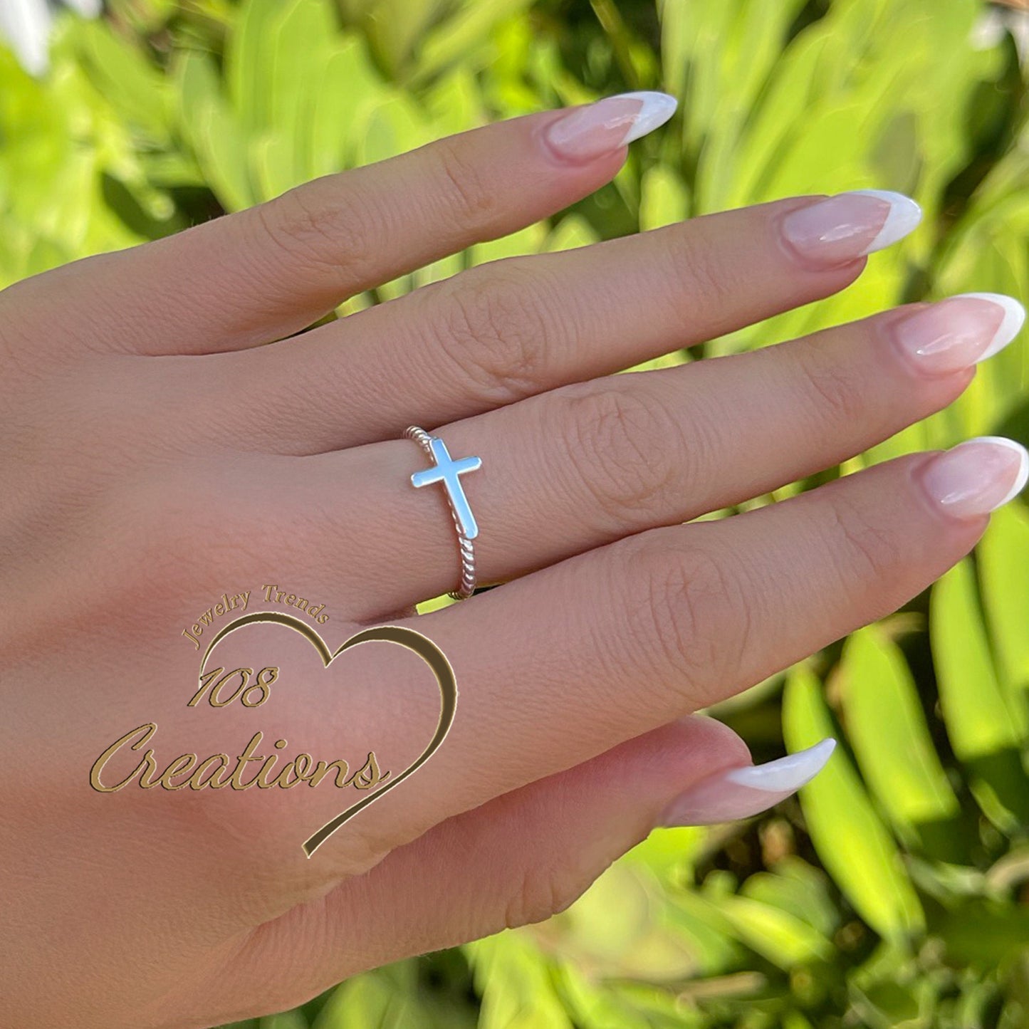 Sideways Cross Ring with Twisted Rope Design