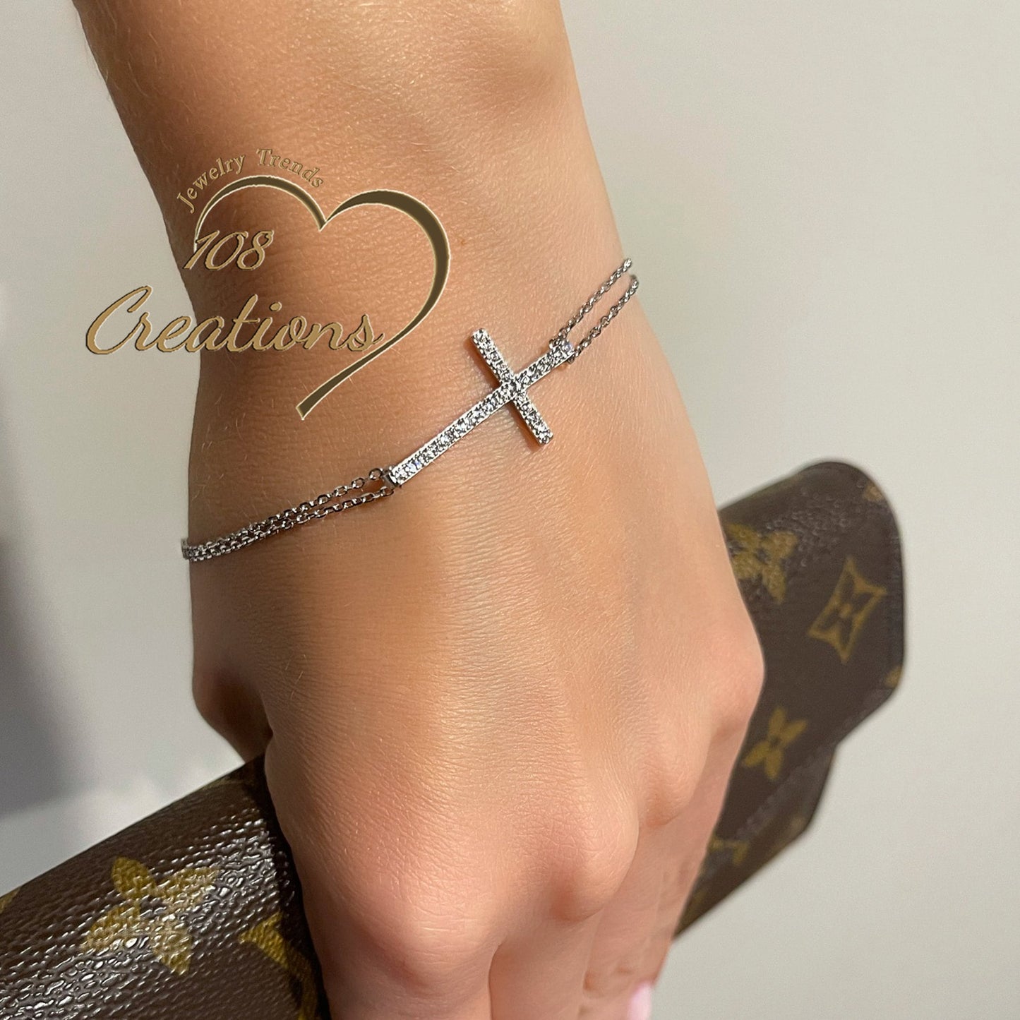 Sideways Cross Bracelet ft Double Link Chain Design