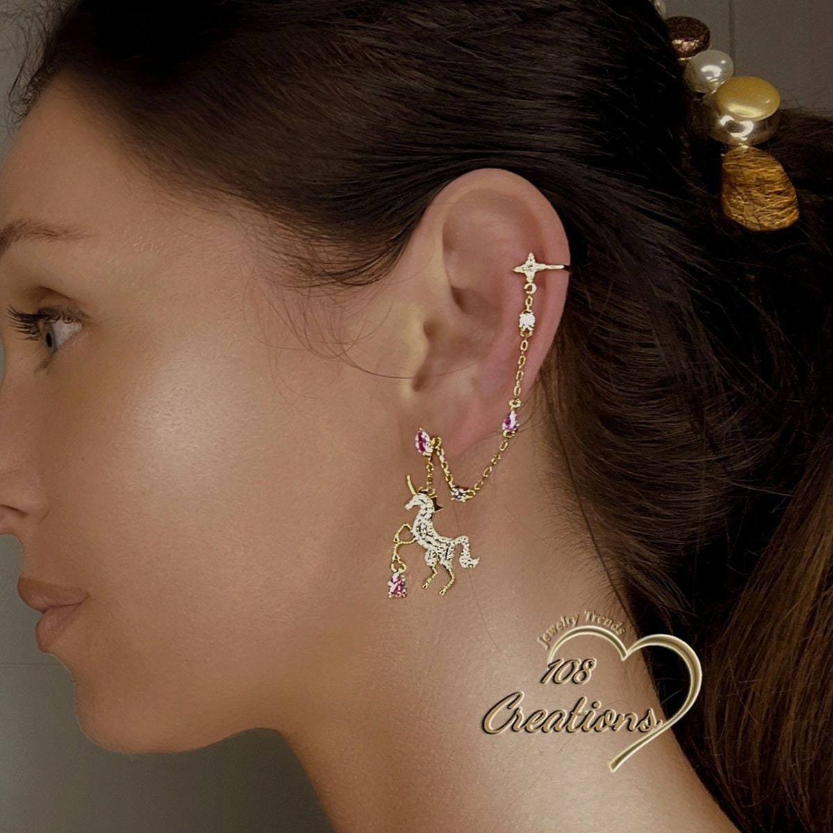 Dangle Unicorn Horse Ear Cuff