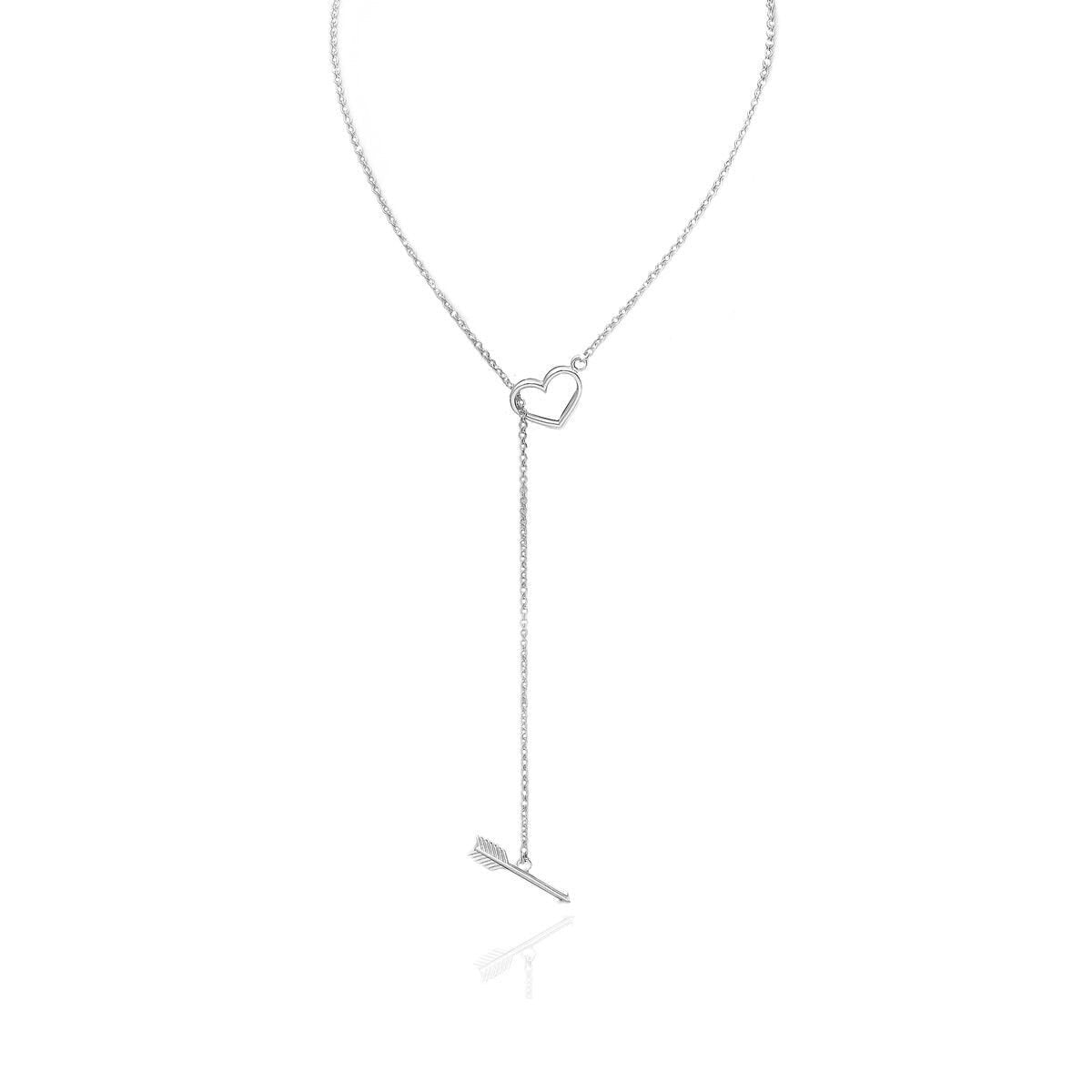 Cupid Heart and Arrow Dainty Toggle Necklace