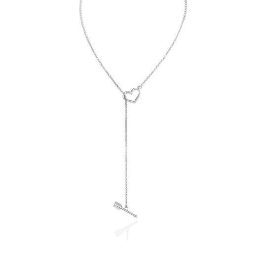 Cupid Heart and Arrow Dainty Toggle Necklace