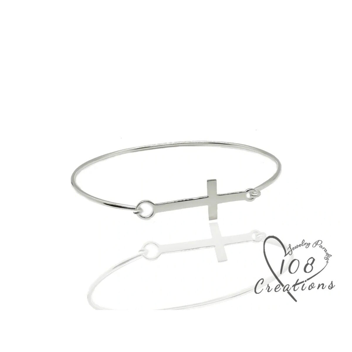 Sideways Cross Bangle Bracelet