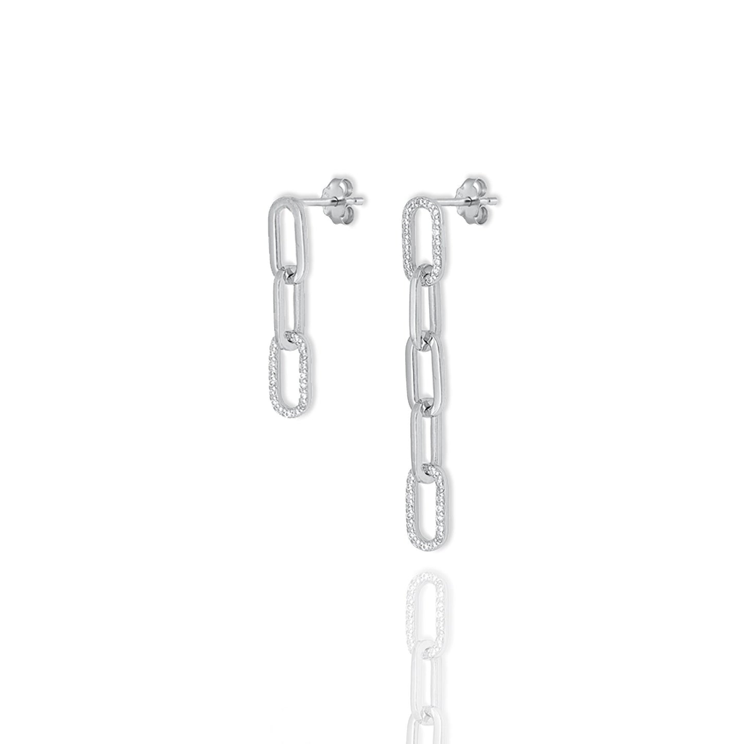 Asymmetric Link Chain Long Drop Earrings