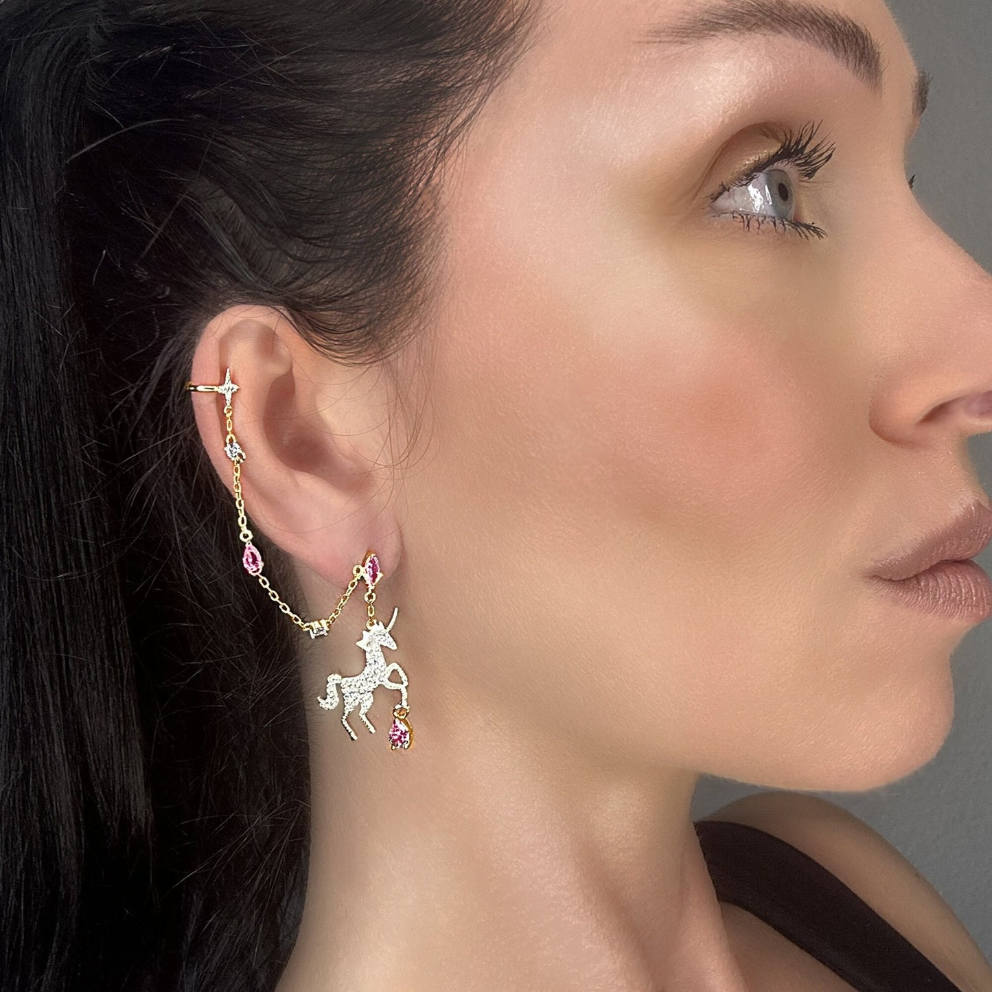 Dangle Unicorn Horse Ear Cuff