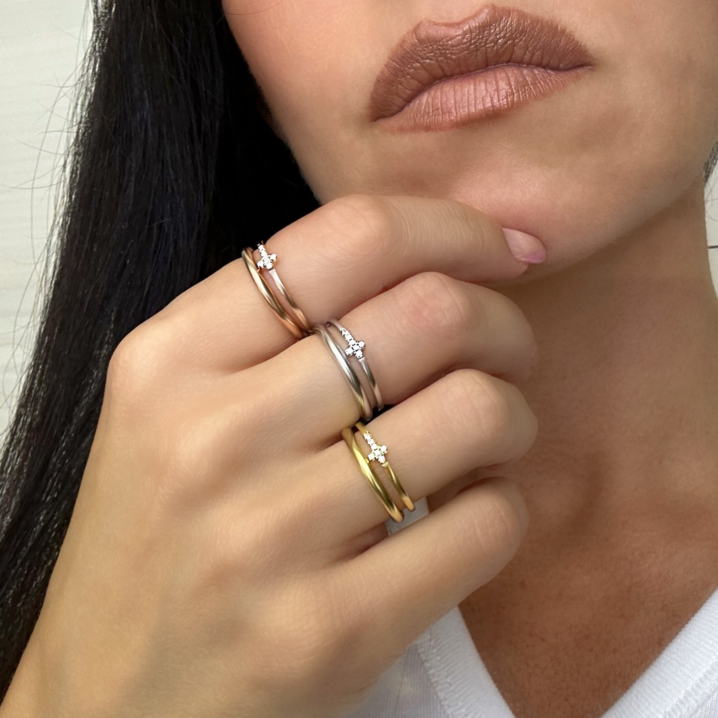 Sideways Cross Stacking Rings set