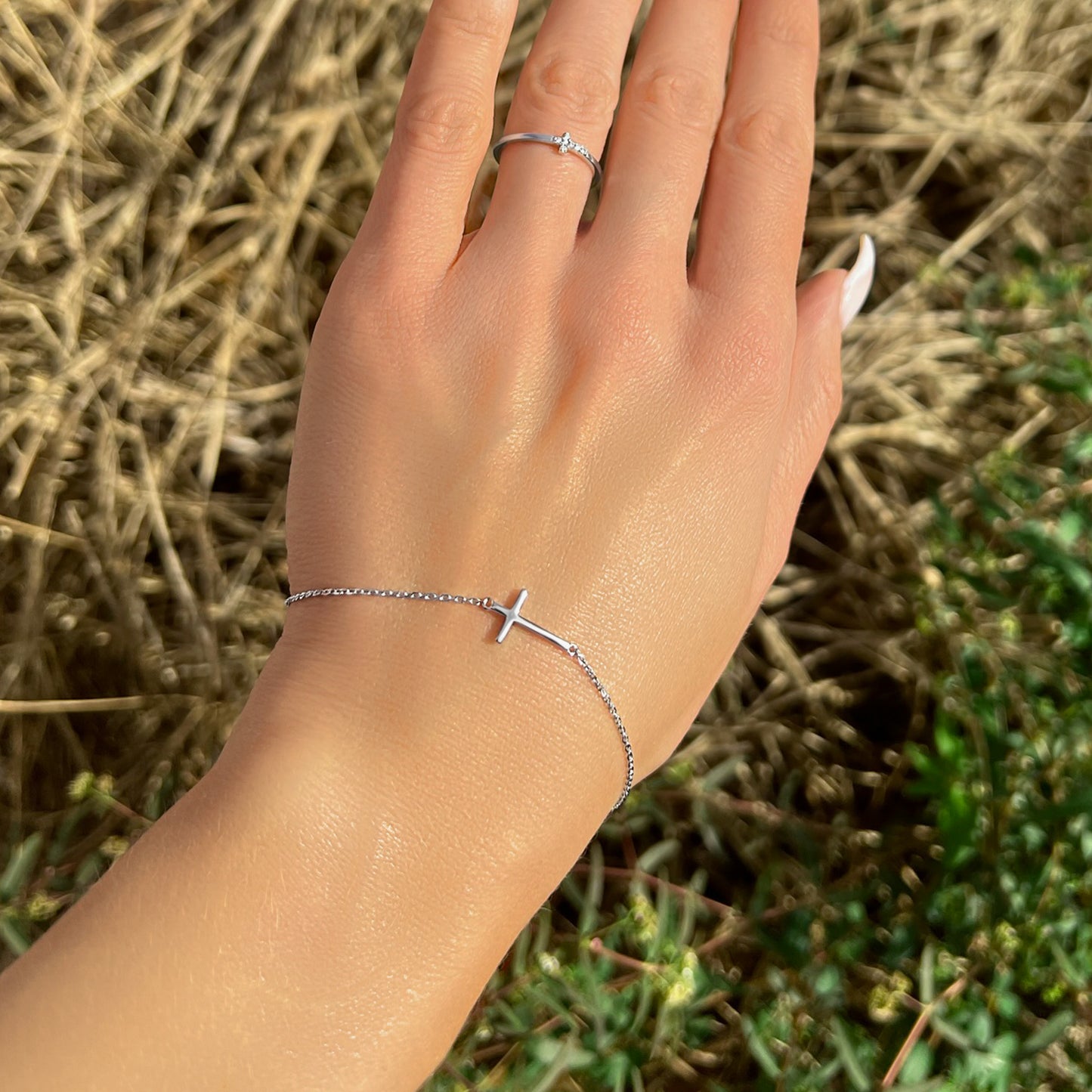 Sideways Cross Tiny Bracelet