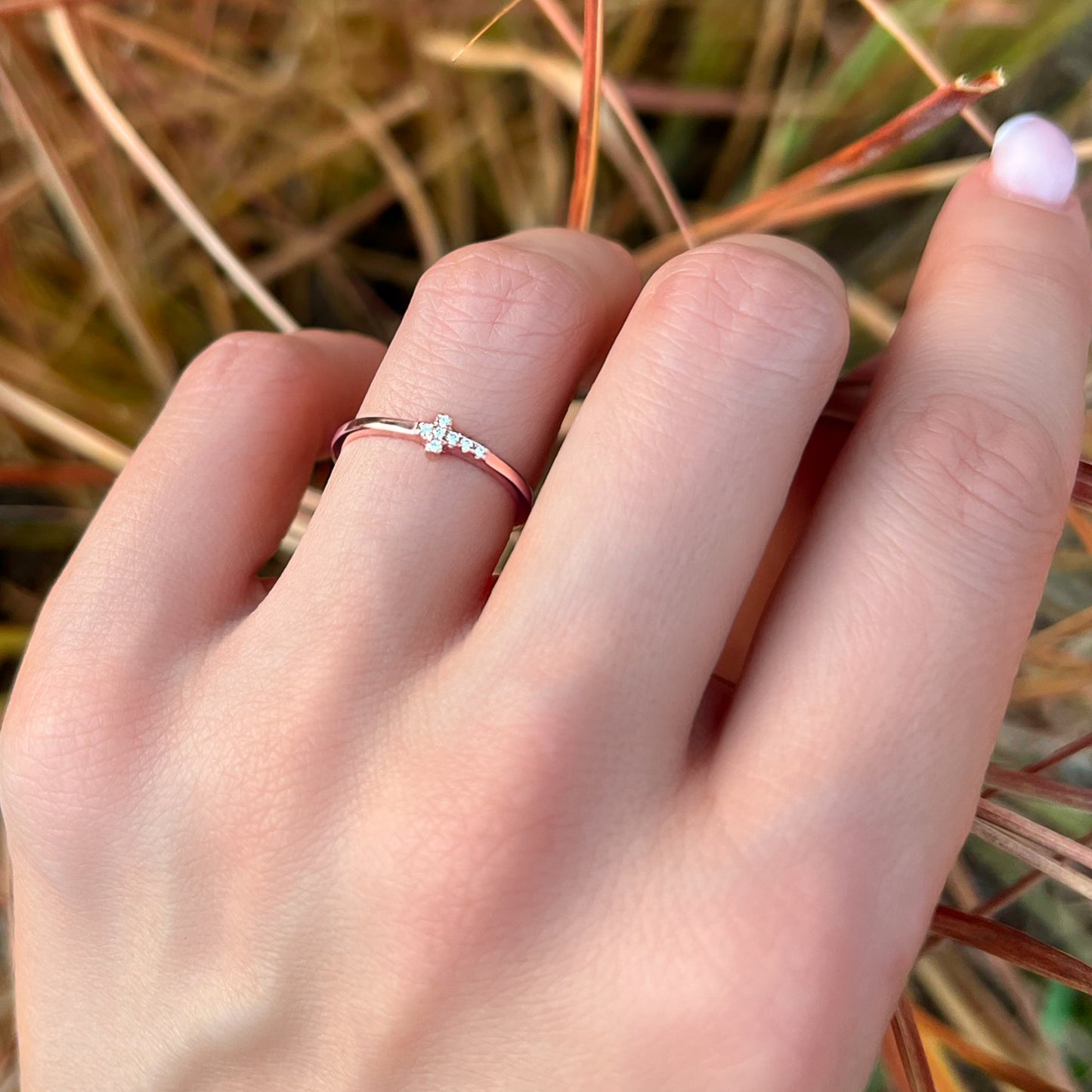 Tricolor Sideways Cross Ring Set