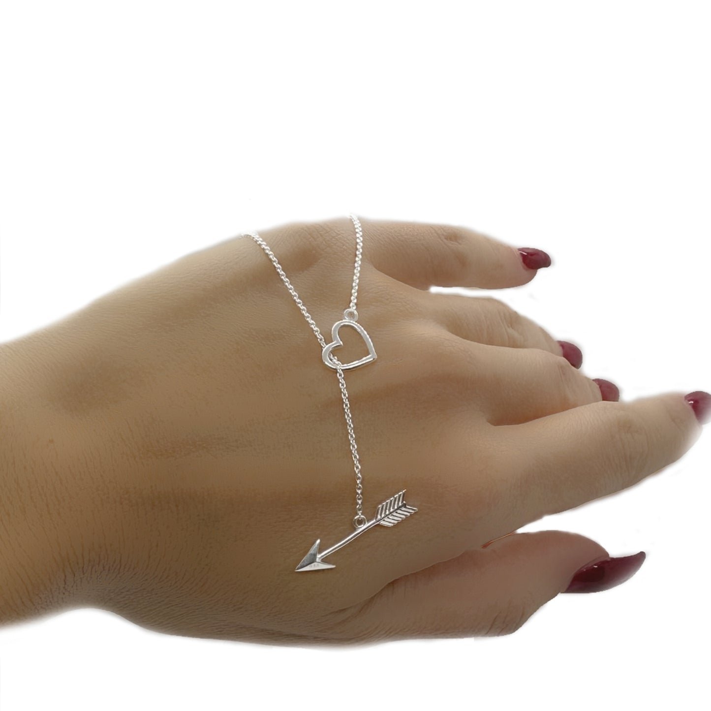 Cupid Heart and Arrow Dainty Toggle Necklace